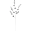 Outlet 29" Silver Glitter Berries with Ornaments Christmas Spray Sprays, Picks & Branches