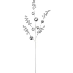 Outlet 29" Silver Glitter Berries with Ornaments Christmas Spray Sprays, Picks & Branches