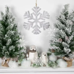 Outlet 11.75" Silver Glitter Drenched Snowflake Christmas Ornament Icicles|Snowflakes