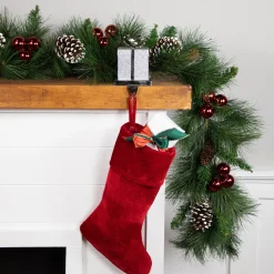 Clearance 5.5" Silver Glitter Gift Box with Bow Christmas Metal Stocking Holder Stocking Holders