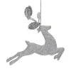 5.5" Silver Glitter Leaping Reindeer Christmas Ornament Animals