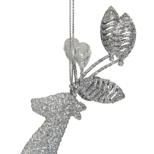 5.5" Silver Glitter Leaping Reindeer Christmas Ornament Animals