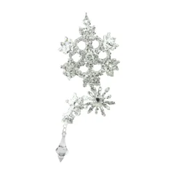 8.5" Silver Glittered and Jeweled Snowflake Cluster Christmas Ornament Icicles|Snowflakes