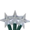 Clearance 25 Silver LED M5 Star Christmas Lights - 8 ft Green Wire Novelty
