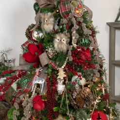 Clearance 6.25" Silver Metal Reindeer Christmas Ornament with a Red Gingham Bowtie and Pine Animals