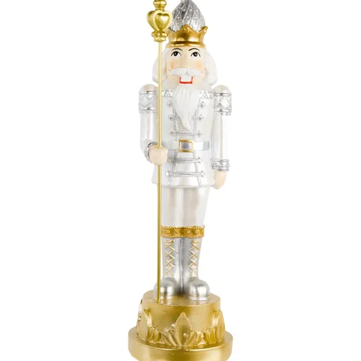 13.5" Silver Metallic Christmas Nutcracker with Staff Nutcrackers