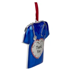 Hot 3" Silver Plated Blue Scrubs Christmas Ornament with 11 European Crystals Occupations