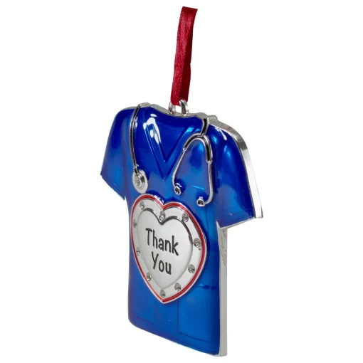 Hot 3" Silver Plated Blue Scrubs Christmas Ornament with 11 European Crystals Occupations