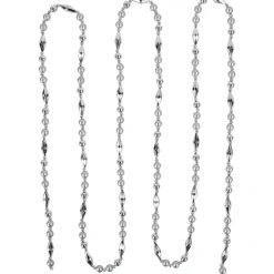 New 9' Silver Shiny and Matte Beaded Christmas Garland Beaded