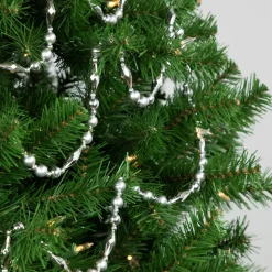 New 9' Silver Shiny and Matte Beaded Christmas Garland Beaded