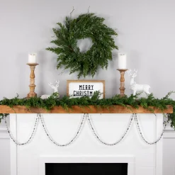 New 9' Silver Shiny and Matte Beaded Christmas Garland Beaded