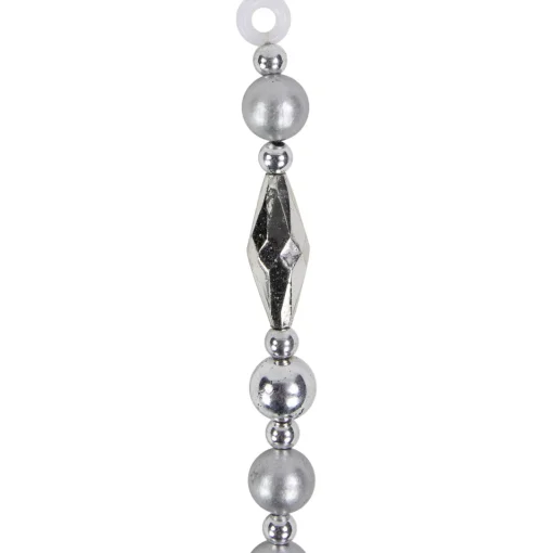 New 9' Silver Shiny and Matte Beaded Christmas Garland Beaded