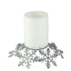 New 9" Silver Snowflake Glittered and Jeweled Christmas Pillar Candle Holder Candle Holders