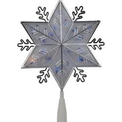 Outlet 10" Silver Snowflake Lighted Christmas Tree Topper - Blue Lights Stars