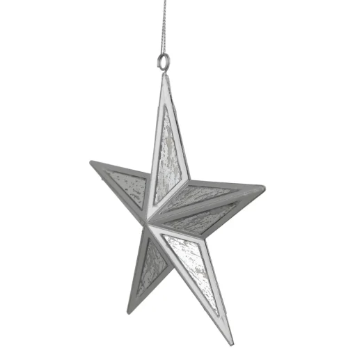 Clearance 5.5" Silver Speckled Glass Style Star Christmas Ornament Symbols