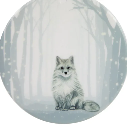 Best 4" Silvery Blue Arctic Fox Porcelain Disc Christmas Ornament Animals