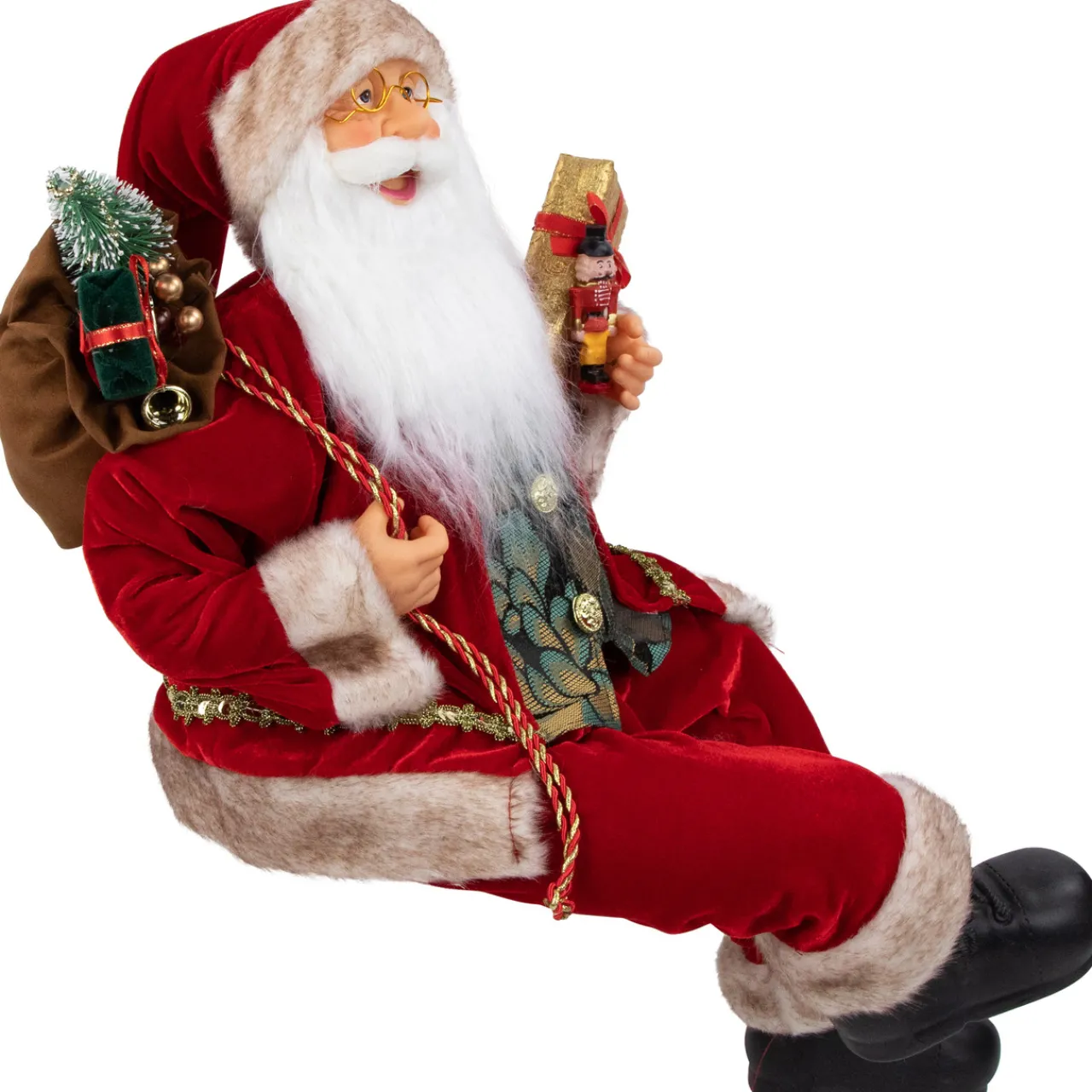 Hot 24" Sitting Santa Claus with Gift Bag and Presents Christmas Figure Santa Claus