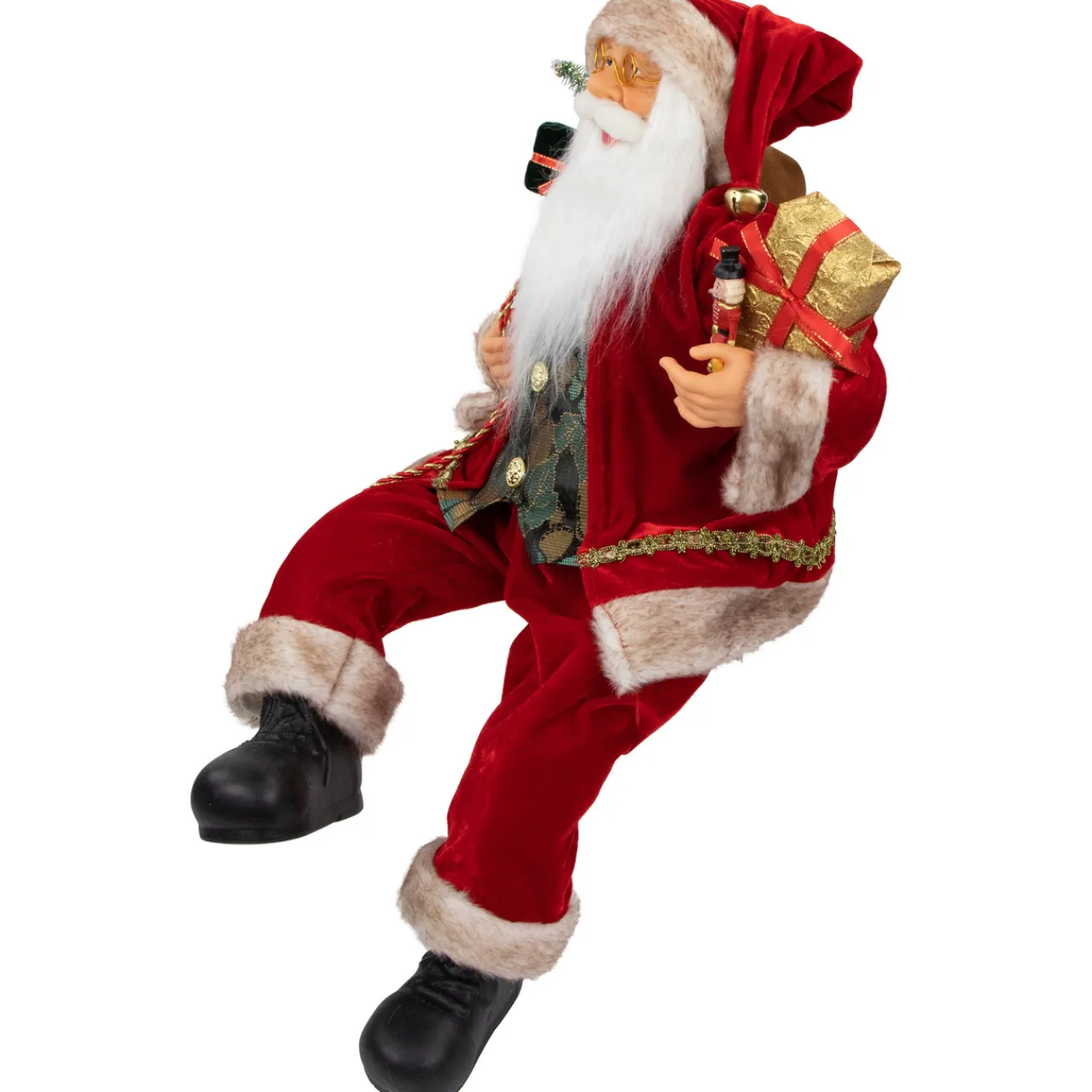 Hot 24" Sitting Santa Claus with Gift Bag and Presents Christmas Figure Santa Claus