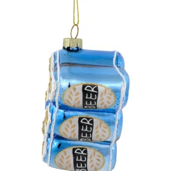 New 3" Six Pack Canned Beer Glass Christmas Ornament Food & Beverage