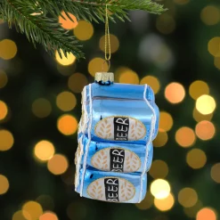 New 3" Six Pack Canned Beer Glass Christmas Ornament Food & Beverage