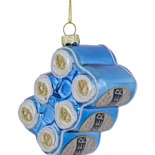 New 3" Six Pack Canned Beer Glass Christmas Ornament Food & Beverage