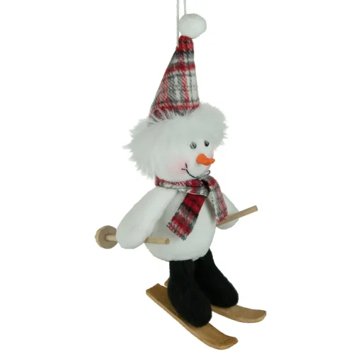 Sale 12" Skiing Snowman with Plaid Santa Hat Christmas Ornament Snowmen