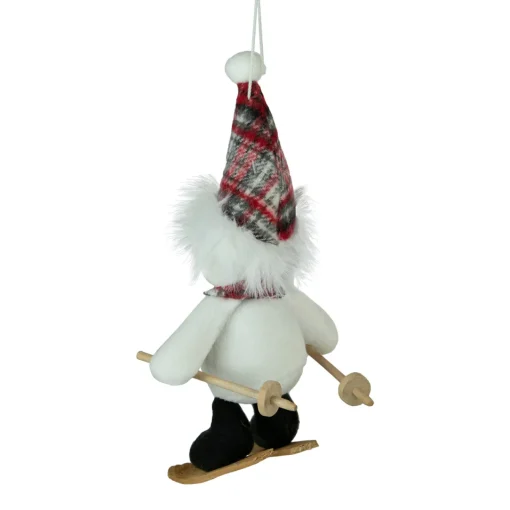 Sale 12" Skiing Snowman with Plaid Santa Hat Christmas Ornament Snowmen