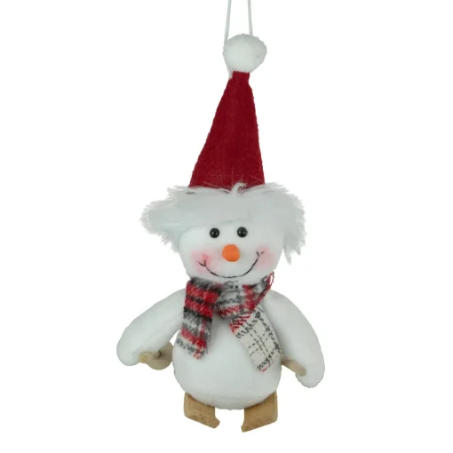 Clearance 9.5" Skiing Snowman with Red Santa Hat Christmas Ornament Snowmen