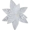 Outlet 10" Snow White Glittered Poinsettia Christmas Floral Pick Clip-On Ornament Garden & Floral