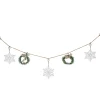 4.75" Snowflake and Frosted Pine Christmas Garland with Wooden Beads - Unlit Beaded