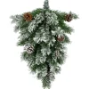 22" Snowy Flocked Angel Pine with Pine Cones Christmas Teardrop Swag - Unlit Unlit Swags