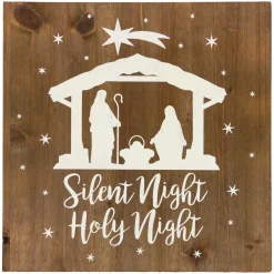 Sale 16" Square Nativity Scene Wooden Christmas Plaque Wall