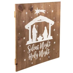 Sale 16" Square Nativity Scene Wooden Christmas Plaque Wall