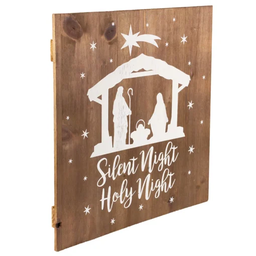 Sale 16" Square Nativity Scene Wooden Christmas Plaque Wall