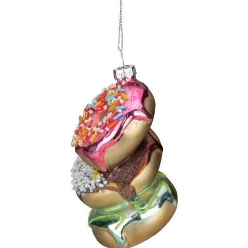 4.25" Stacked Doughnuts Glass Christmas Ornament Food & Beverage