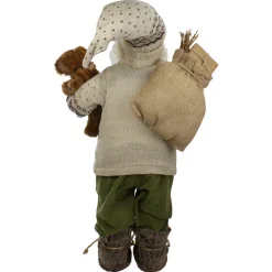 Outlet 2' Standing Santa Christmas Figure with a Plush Bear and Lantern Santa Claus