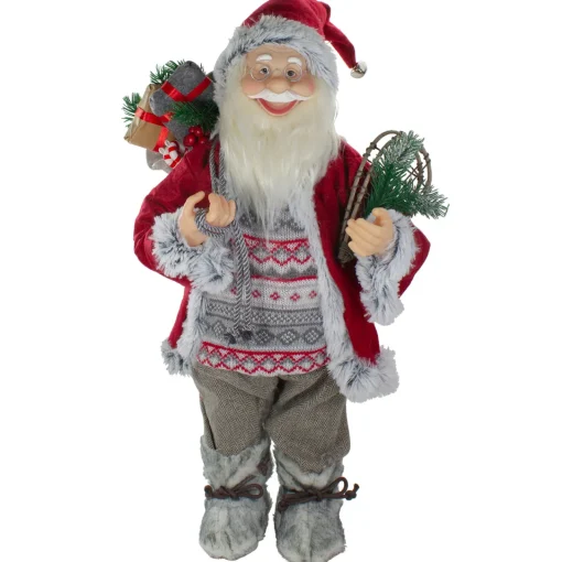 Sale 2' Standing Santa Christmas Figure Carrying Snow Shoes and Presents Santa Claus