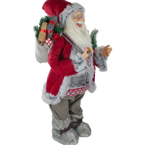 Sale 2' Standing Santa Christmas Figure Carrying Snow Shoes and Presents Santa Claus