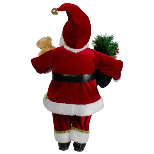 Outlet 18" Standing Santa Christmas Figure with a Plush Bear Santa Claus