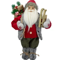 Sale 18" Standing Santa Christmas Figure Carrying Presents and a Sled Santa Claus