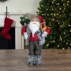 Sale 18" Standing Santa Christmas Figure Carrying Presents and a Sled Santa Claus