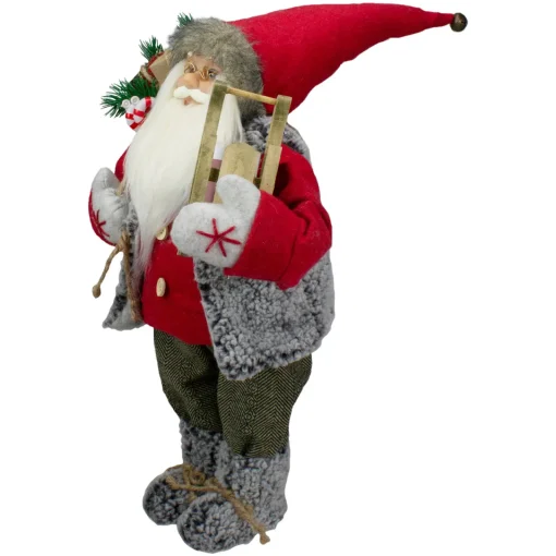 Sale 18" Standing Santa Christmas Figure Carrying Presents and a Sled Santa Claus