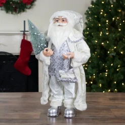 Best 2' Standing Santa Christmas Figure Carrying a Green Pine Tree Santa Claus