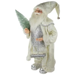 Best 2' Standing Santa Christmas Figure Carrying a Green Pine Tree Santa Claus