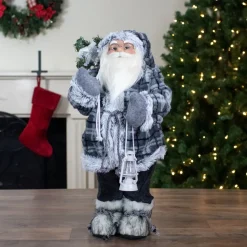 2' Standing Santa Christmas Figure Carrying a Lantern Santa Claus