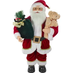 Outlet 2' Standing Santa Christmas Figure with a Plush Bear Santa Claus