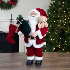 Outlet 2' Standing Santa Christmas Figure with a Plush Bear Santa Claus