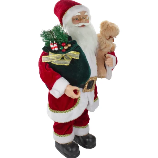 Outlet 2' Standing Santa Christmas Figure with a Plush Bear Santa Claus