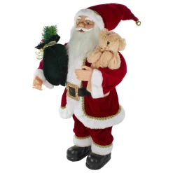 Outlet 2' Standing Santa Christmas Figure with a Plush Bear Santa Claus