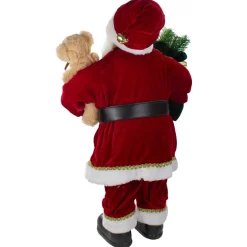 Outlet 2' Standing Santa Christmas Figure with a Plush Bear Santa Claus